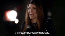Gif with the words: I feel guilty that I don't feel guilty